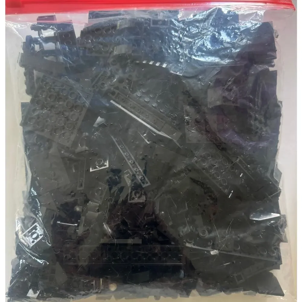 Lot of 1.5lb Black Lego Bricks Various Sizes/Shapes/Parts AS IS